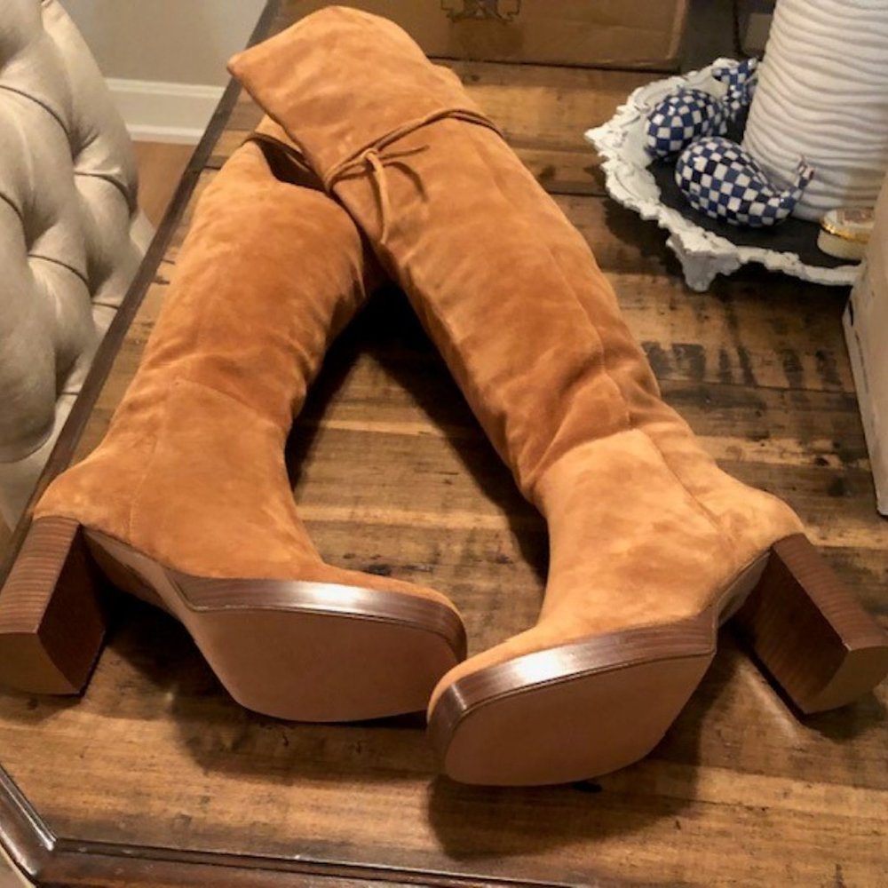 NEW $298 FREE PEOPLE CHESTNUT ECHO PLATFORM OVER-THE-KNEE BOOTS SIZE 39.5 / 9.5 - Picture 9 of 13